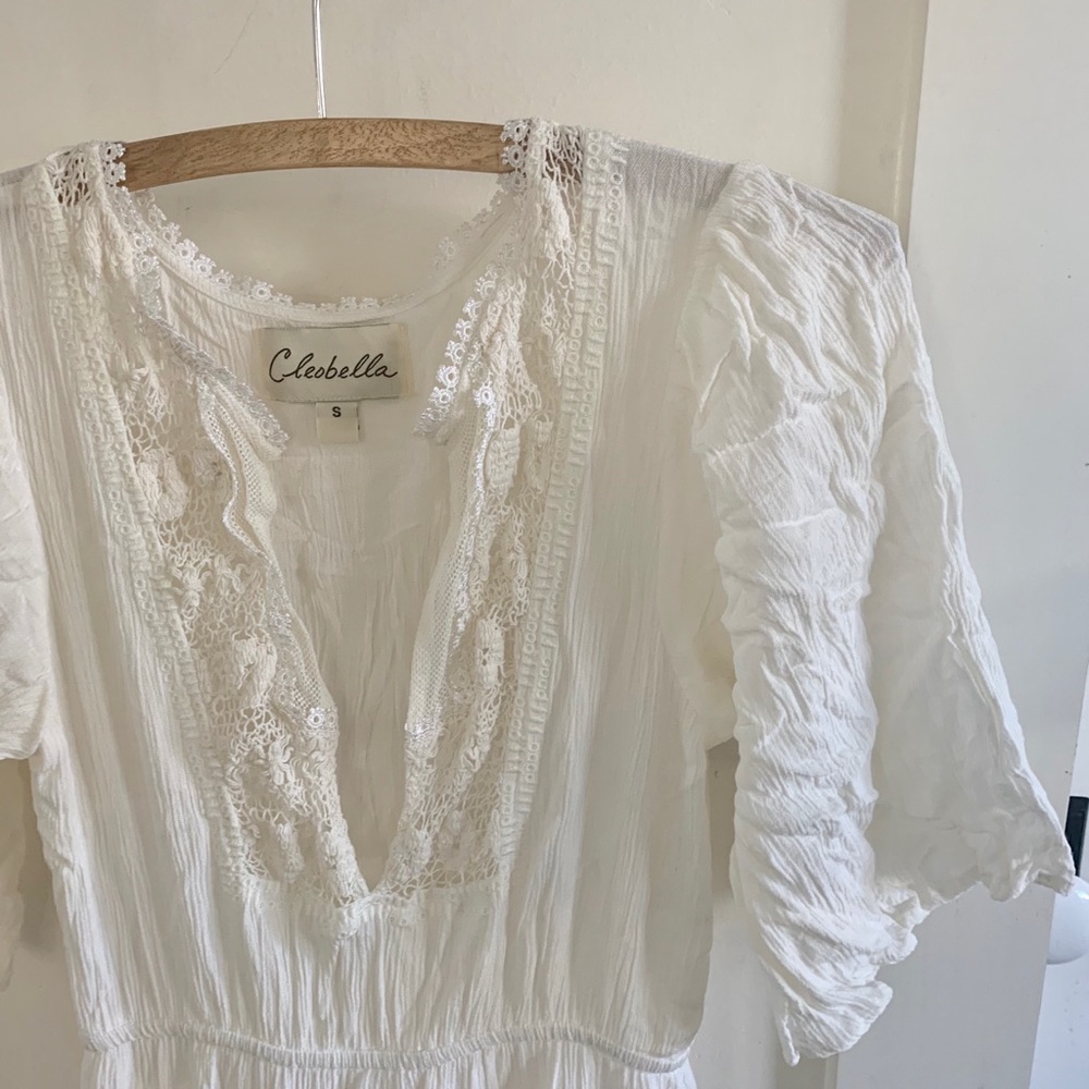 Cleobella ivory dress with crochet details size s